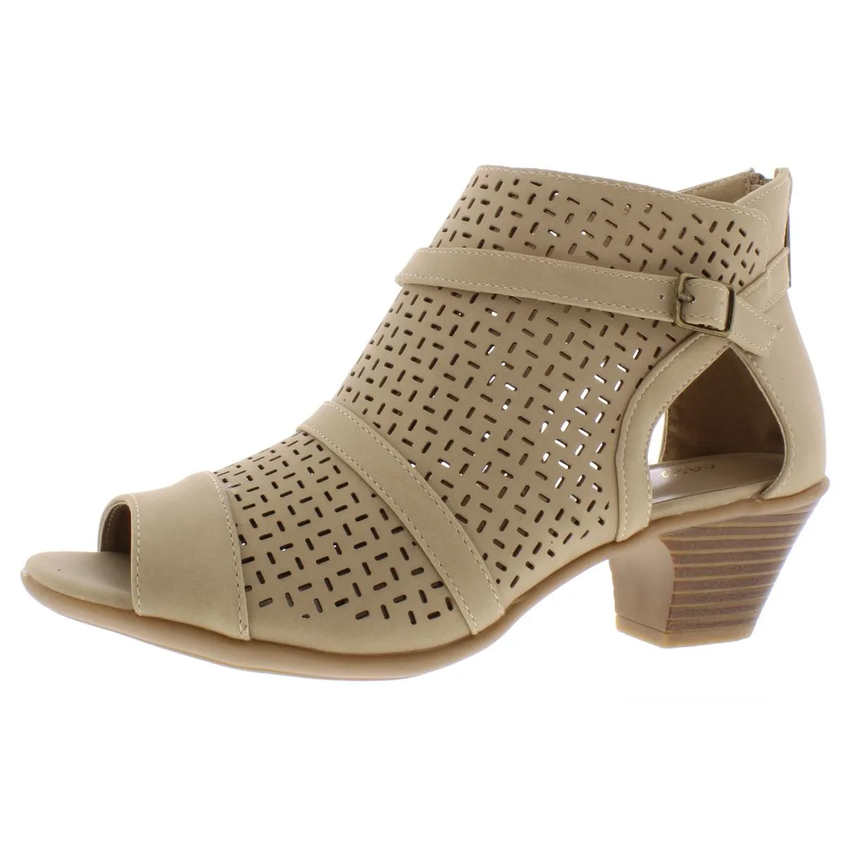 Easy Street Womens Carrigan Faux Leather Laser Cut Dress Sandals